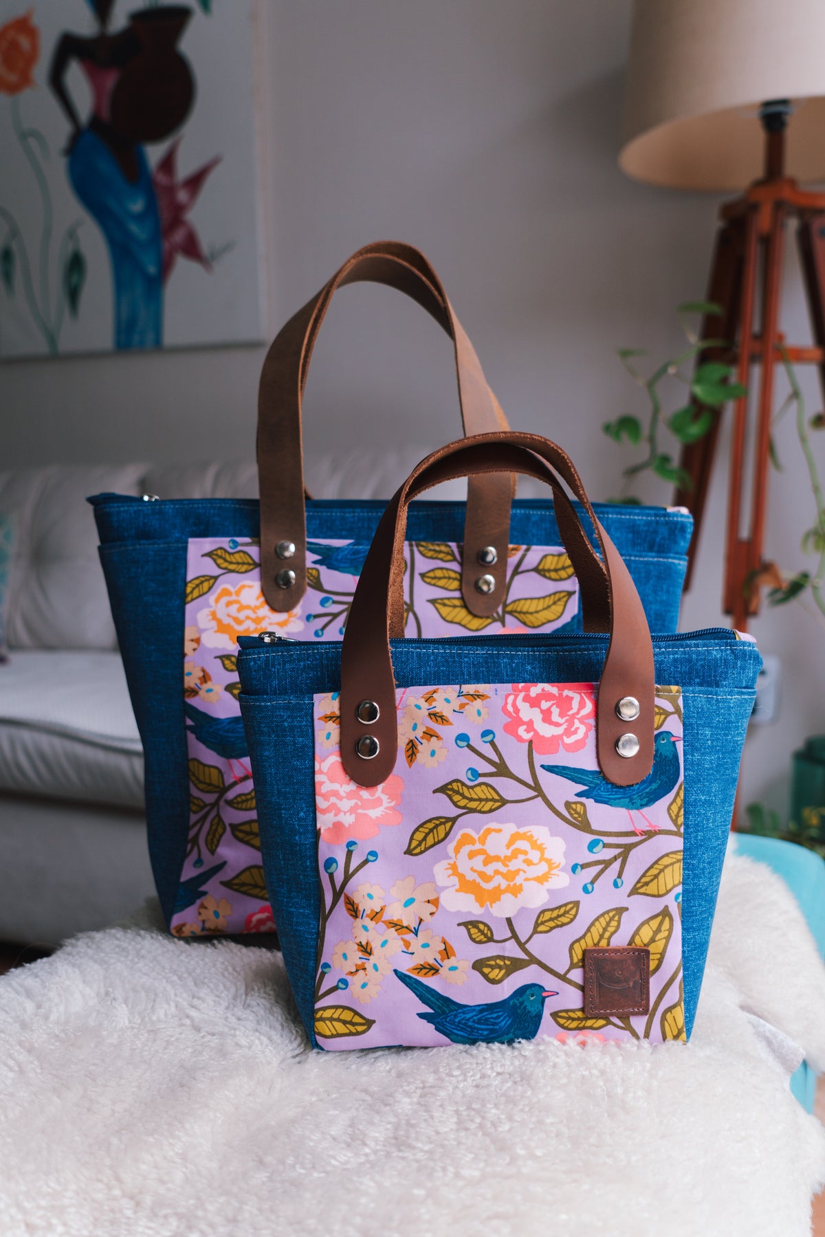 MysteryTote Mini - Azul Denim Jaspeado + Blackbird Canopy